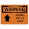 Signmission Safety Sign, OSHA WARNING, 18" Height, Rigid Plastic, Animal Relief Area (Up Arrow), Landscape OS-WS-P-1824-L-11976 - alternate 1